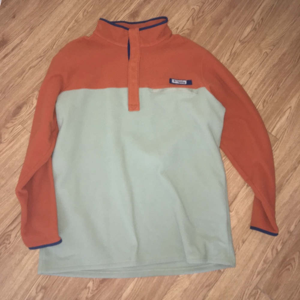 Columbia PFG orange and tan fleece jacket